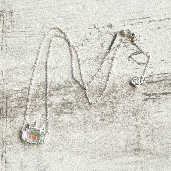Kendra Scott Bright Silver Dichroic Glass Short Necklace - Elisa Unicorn - Picture 3 of 4